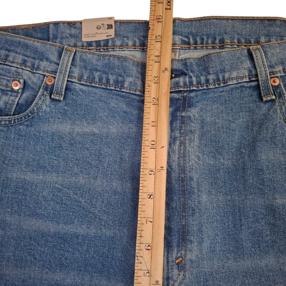 Levis 511 Slim Fit Cut Off Denim Shorts Mens 42 Blue Light Wash Stretch Raw Hem